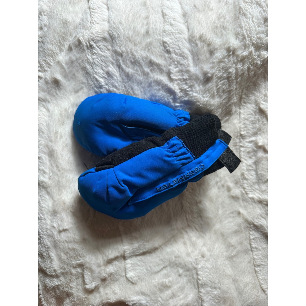 Obermeyer Baby Mittens Blue Black Winter Snow Insulated Fleece Lined Small